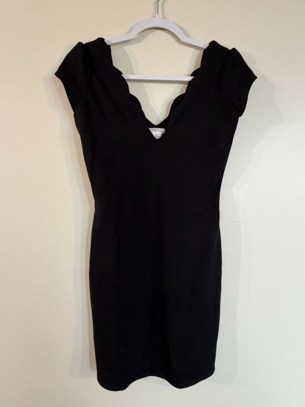 Cooperative Urban Outfitters Black Scalloped V-Neck Mini Dress - Size S